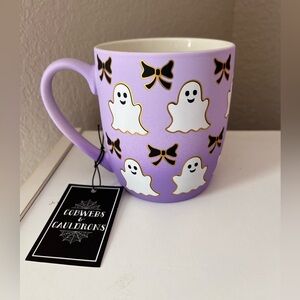 Cobwebs & Cauldrons Soft Touch Purple Ghosts & Bows Mug